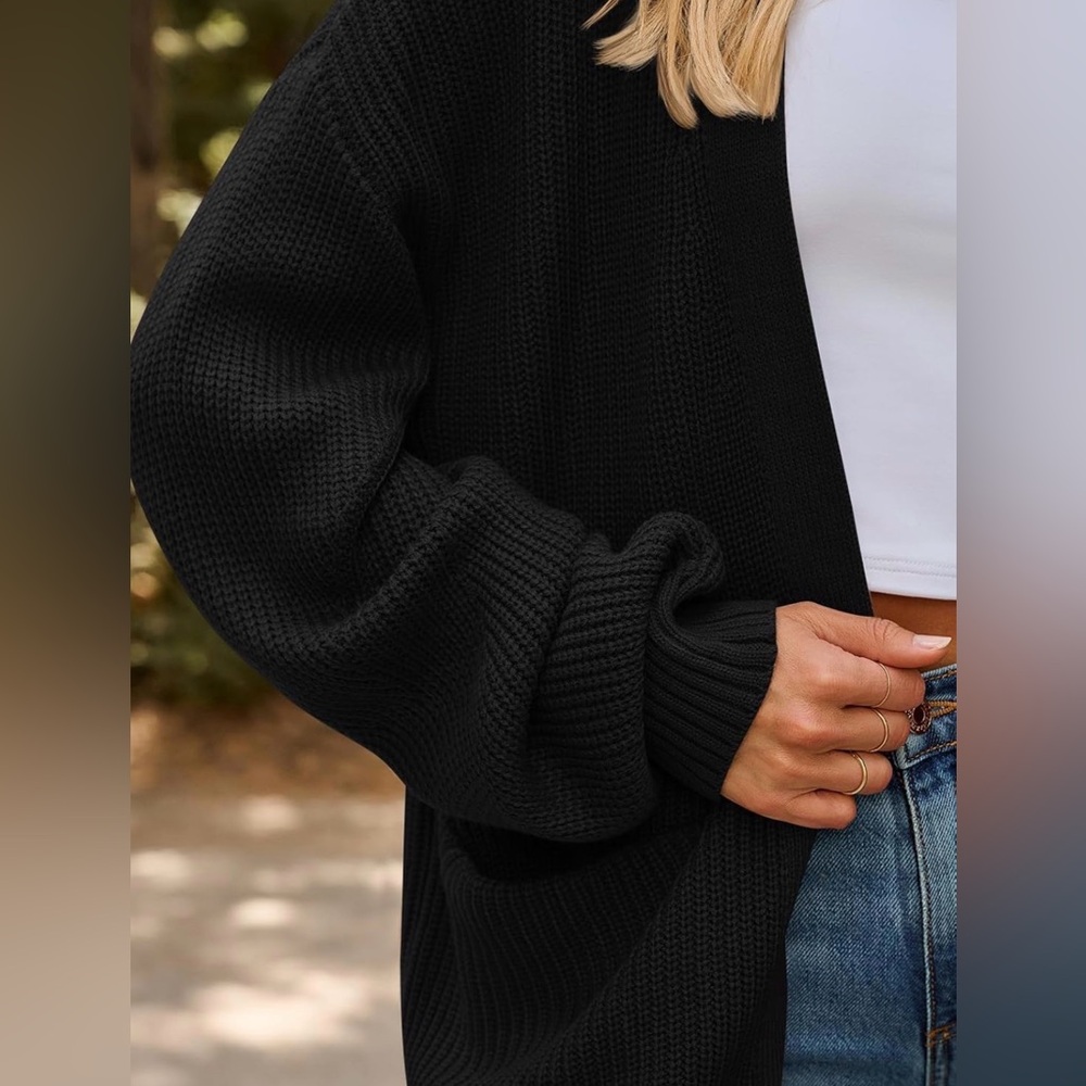 Open Front Waffle Knit Cardigan